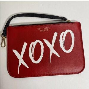 Victoria's Secret Bag XOXO Red White Travel Purse Zipper Clutch Wristlet